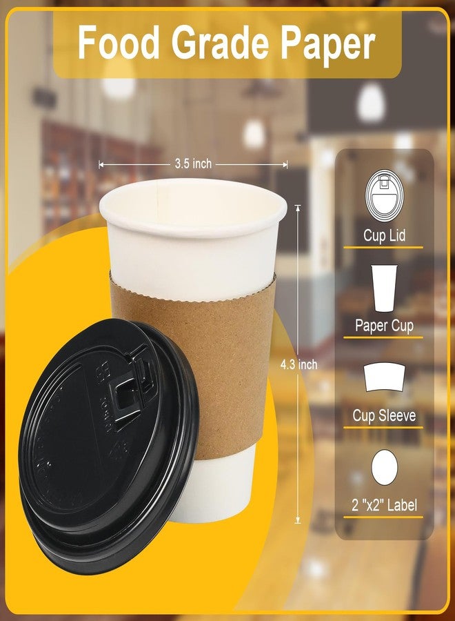 ESSENTIAL 12 oz Heavy Duty Coffee Cups with Lids, Sleeves & Labels–80 Pack Disposable Paper To Go Cups, for Hot/Cold Beverage, Offices, Homes, Party - Image 2