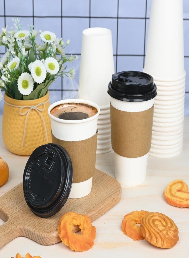 ESSENTIAL 12 oz Heavy Duty Coffee Cups with Lids, Sleeves & Labels–80 Pack Disposable Paper To Go Cups, for Hot/Cold Beverage, Offices, Homes, Party - Image 4