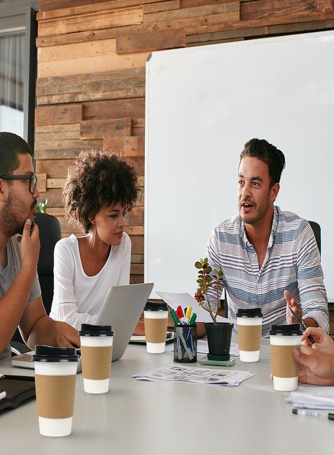 ESSENTIAL 12 oz Heavy Duty Coffee Cups with Lids, Sleeves & Labels–80 Pack Disposable Paper To Go Cups, for Hot/Cold Beverage, Offices, Homes, Party - Image 5