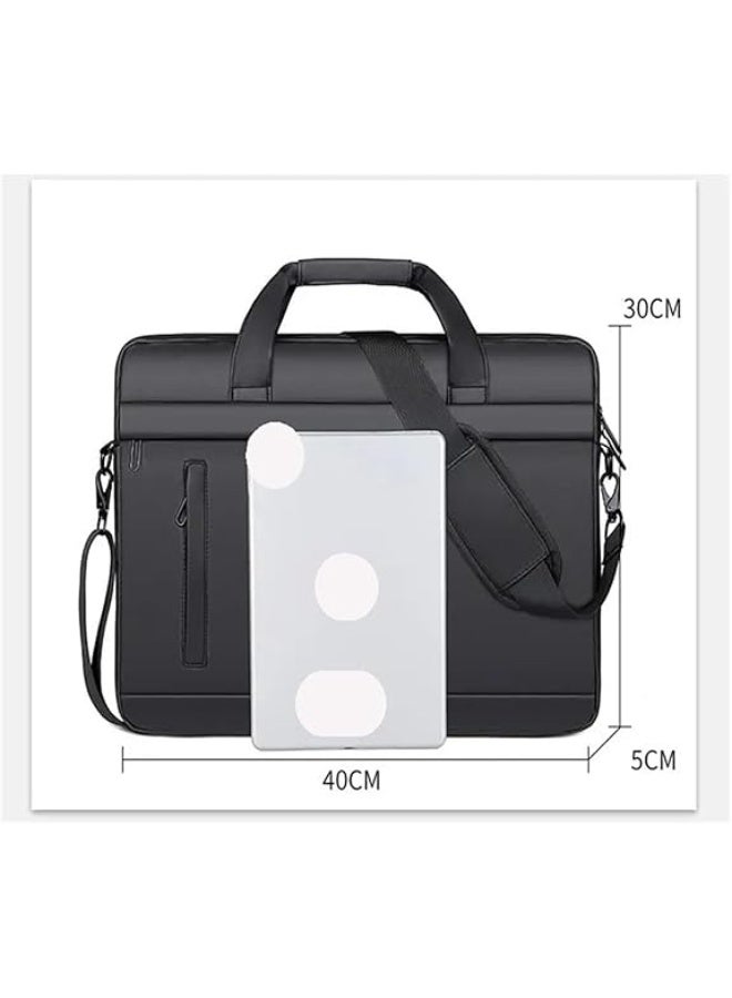 Nadrab 15.6-inch Laptop Bag, Lightweight Laptop Bag, Travel Business Handbag, Waterproof Shoulder Messenger Bag, Unisex Office Bag (Black) - Image 4