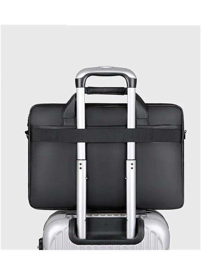 Nadrab 15.6-inch Laptop Bag, Lightweight Laptop Bag, Travel Business Handbag, Waterproof Shoulder Messenger Bag, Unisex Office Bag (Black) - Image 2