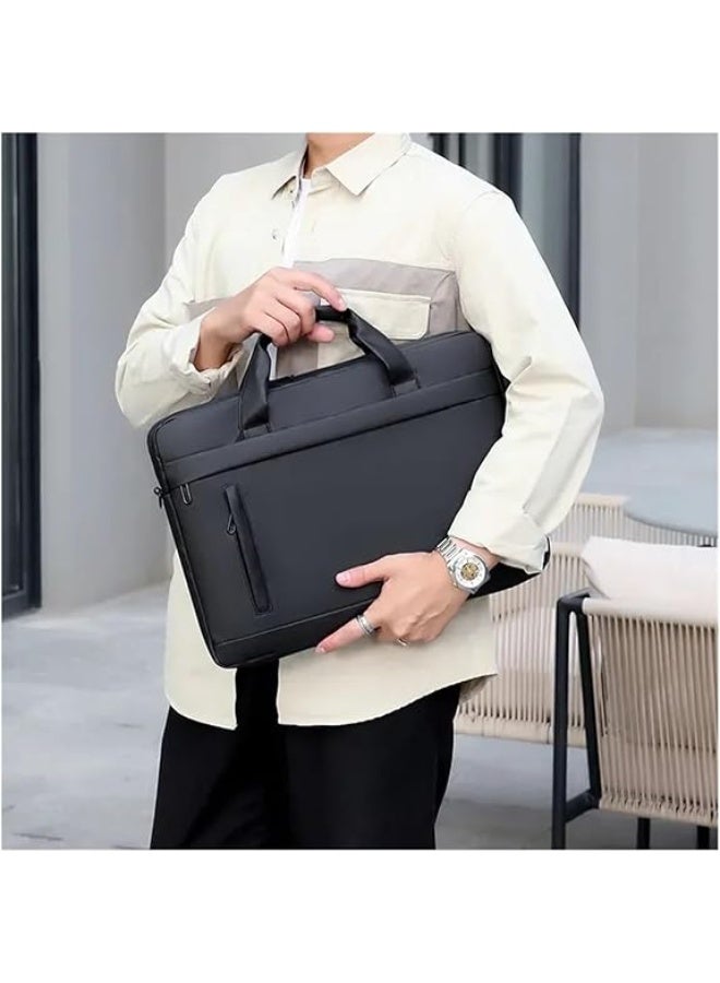 Nadrab 15.6-inch Laptop Bag, Lightweight Laptop Bag, Travel Business Handbag, Waterproof Shoulder Messenger Bag, Unisex Office Bag (Black) - Image 3