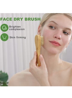 spa luxetique 4-Piece Natural Bristle Body Care Set – Exfoliating Dry Brush, Face Massager & Volcanic Stone for Skin Renewal (Wooden Handle)  - Image 4