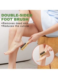 spa luxetique 4-Piece Natural Bristle Body Care Set – Exfoliating Dry Brush, Face Massager & Volcanic Stone for Skin Renewal (Wooden Handle)  - Image 5