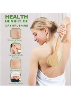 spa luxetique 4-Piece Natural Bristle Body Care Set – Exfoliating Dry Brush, Face Massager & Volcanic Stone for Skin Renewal (Wooden Handle)  - Image 3