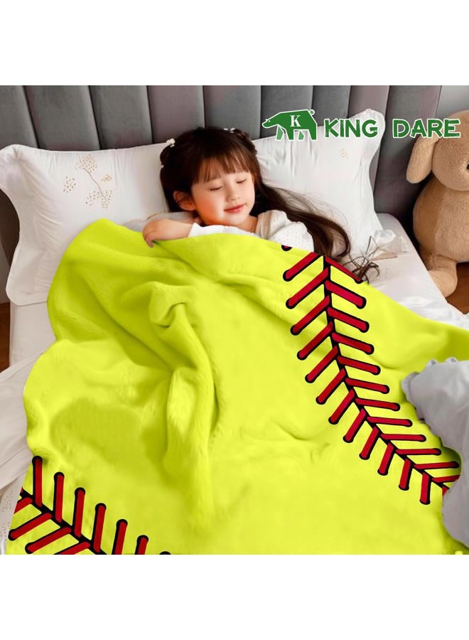 KING DARE Softball Blanket for Girls, Softball Gifts for Team Girls 8 9 10 11 12 Years Old Softball Lovers, Kids Adults Sport Softball Print Throw Blanket - Softball Coach Gifts 40x50 Inch - Image 2
