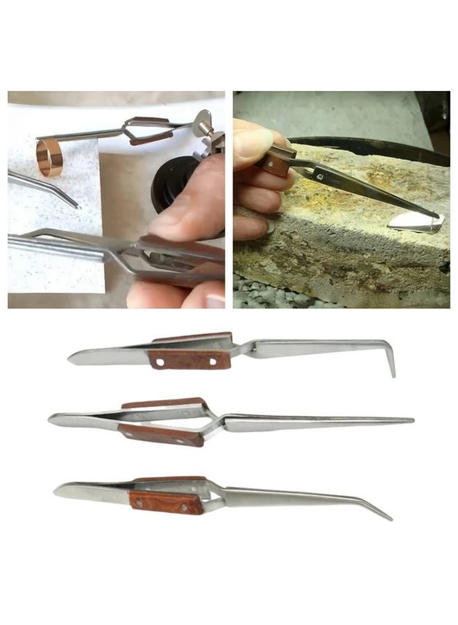 3 قطع مجموعة ملاقط اللحيم بقبضة ليفية بزوايا 45 و90 درجة مستقيمة لإصلاح الإلكترونيات والسيارات - Image 5