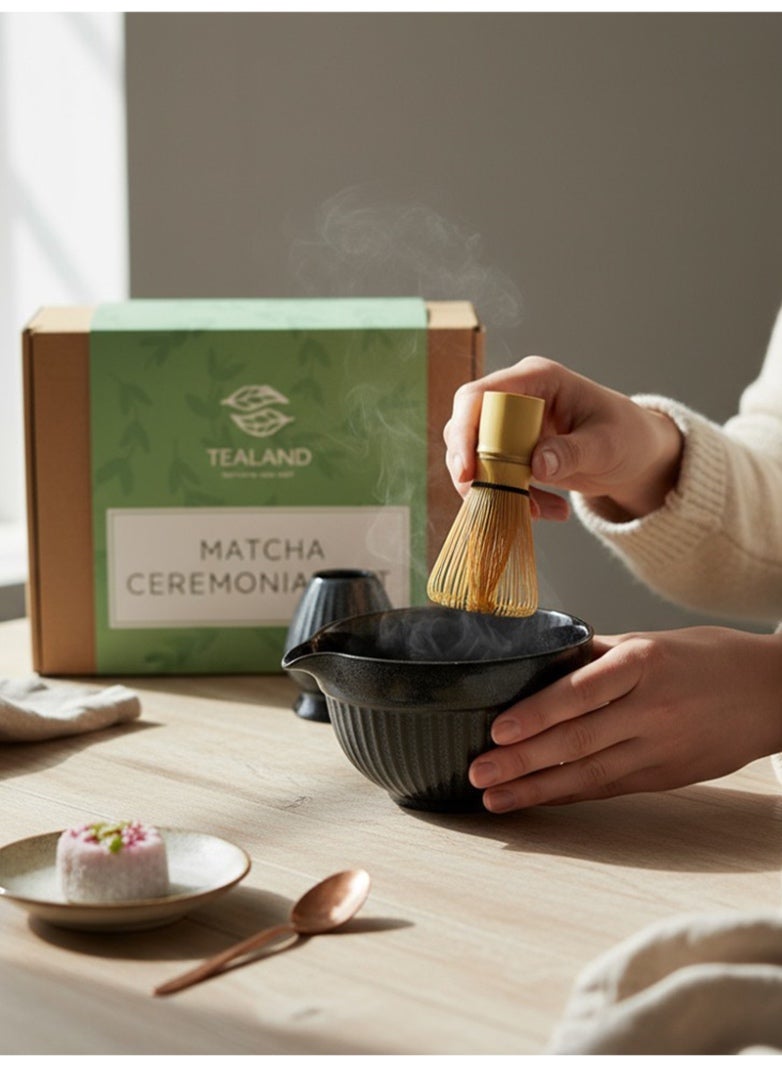 Tealand Premium Matcha Tea Set, 4-Piece Traditional Japanese Kit with Bamboo Whisk , Bamboo Scoop , Ceramic Bowl & Ceramic Whisk Holder, Complete Ceremony Set for Authentic Matcha Making - Image 2