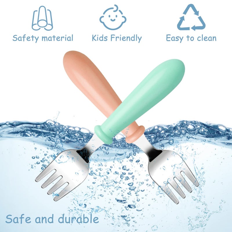 Pimoys 6 Pieces Toddler Forks Baby Forks Kids Forks With Round Handle  Stainless Steel Toddler Utensils Baby Silverware Metal Cutlery Set Bpa Free  Dishwasher Safe - Image 2