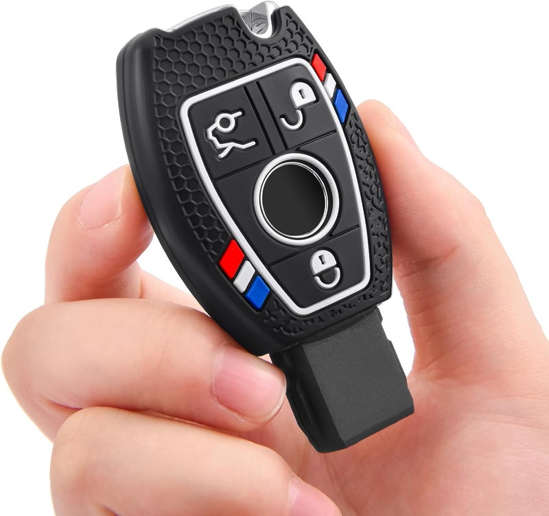 OATSBASF Silicone Key Case Cover for Mercedes Benz W204 W211 with 3-Colour Stripe - Image 2