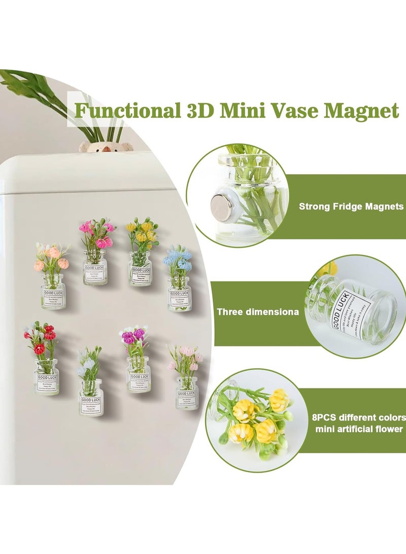حياة كومفورت 8 قطع مغناطيسات ثلاجة مزهرية زهور، مغناطيس زهور، مغناطيسات لوح أبيض للمكتب والمنزل والمطبخ - Image 2