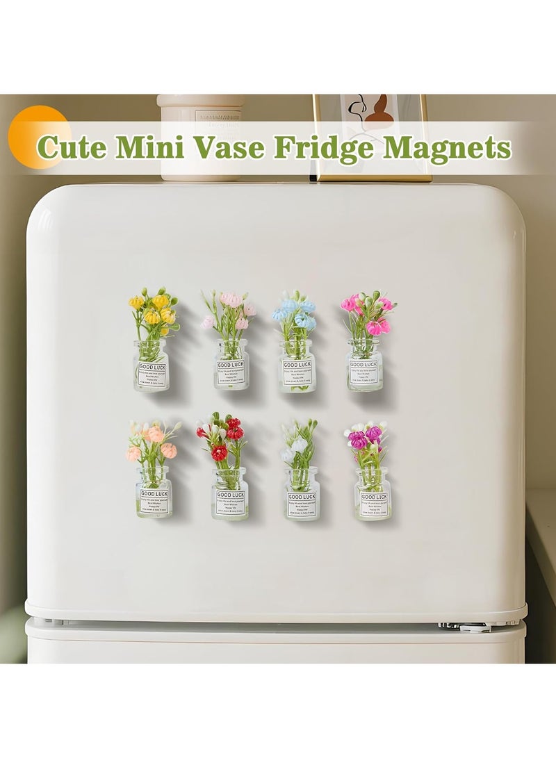 حياة كومفورت 8 قطع مغناطيسات ثلاجة مزهرية زهور، مغناطيس زهور، مغناطيسات لوح أبيض للمكتب والمنزل والمطبخ - Image 3