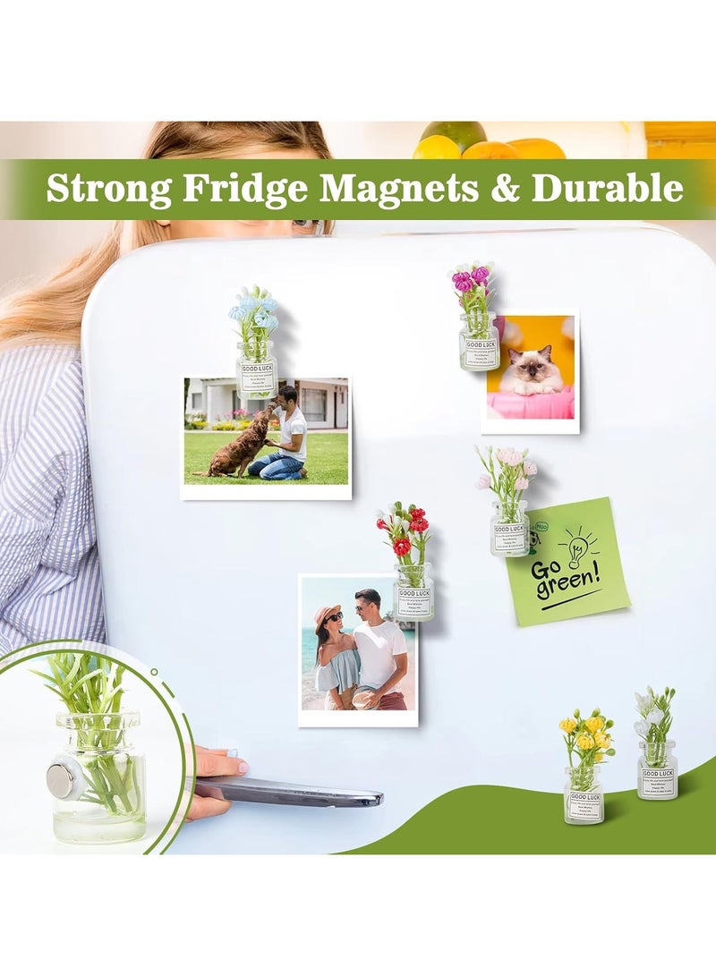 حياة كومفورت 8 قطع مغناطيسات ثلاجة مزهرية زهور، مغناطيس زهور، مغناطيسات لوح أبيض للمكتب والمنزل والمطبخ - Image 4