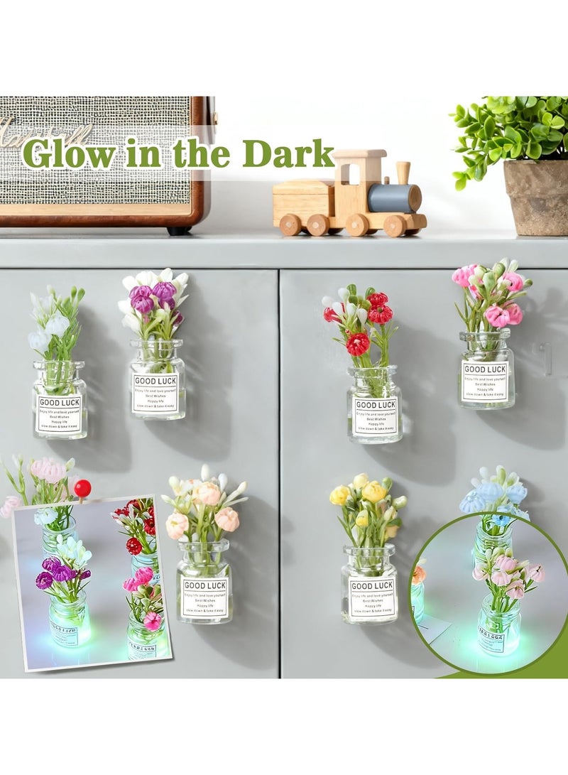 حياة كومفورت 8 قطع مغناطيسات ثلاجة مزهرية زهور، مغناطيس زهور، مغناطيسات لوح أبيض للمكتب والمنزل والمطبخ - Image 5