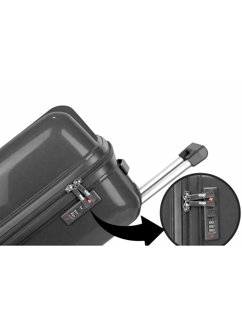 منيك حقيبة سفر فياجيرو سترا أورديناريو 24 بوصة | عربة أمتعة صلبة من البولي بروبيلين (PP) | عربة مزدوجة بأربع عجلات تدور 360 درجة | متوسطة - 24 بوصة | رمادي داكن