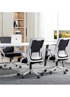AIWANTO Ergonomic Office Chair Computer Desk Chair Comfy with Adjustable Lumbar Spine Support Mid-Back Mesh Gaming Chair with Flip-up Armrest Tilt Function Task Chair for Home Bedroom White  - Image 5