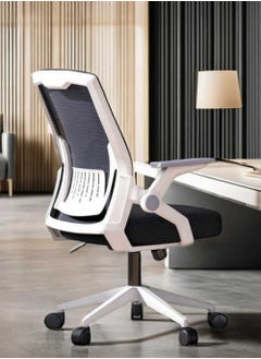AIWANTO Ergonomic Office Chair Computer Desk Chair Comfy with Adjustable Lumbar Spine Support Mid-Back Mesh Gaming Chair with Flip-up Armrest Tilt Function Task Chair for Home Bedroom White  - Image 1