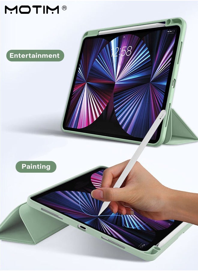 موتيم - حافظة لأجهزة Apple iPad Pro مقاس 11 بوصة موديل 2022/2021/2020/2020/2018 (الجيل الرابع/الثالث/الثاني/الجيل الأول)، حامل قلم رصاص مدمج، حامل متعدد الزوايا بتصميم قابل للطي على شكل Y، استيقاظ/سكون تلقائي، غلاف ذكي واقي ضد الصدمات - Image 1