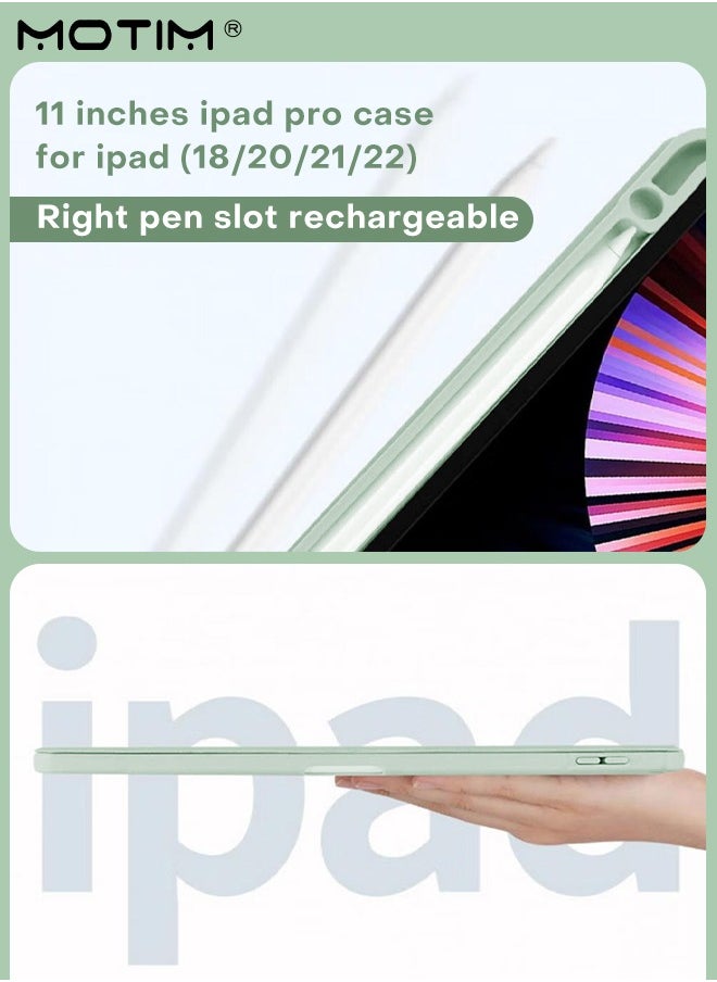 موتيم - حافظة لأجهزة Apple iPad Pro مقاس 11 بوصة موديل 2022/2021/2020/2020/2018 (الجيل الرابع/الثالث/الثاني/الجيل الأول)، حامل قلم رصاص مدمج، حامل متعدد الزوايا بتصميم قابل للطي على شكل Y، استيقاظ/سكون تلقائي، غلاف ذكي واقي ضد الصدمات - Image 1