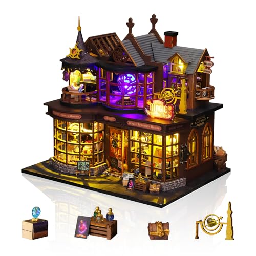 Foyucool Miniature House Kit Tiny House Kit with Light DIY Mini House Building Kits for Adults to Building Unique Gift for Birthday Christmas Treasure House - Image 1