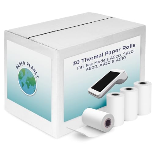 PaperPlanet Thermal Receipt Paper for Pax Terminal Printers by Paper Planet | 30 Rolls | Compatible with A920 S920 A800 A930 A910 - Image 1