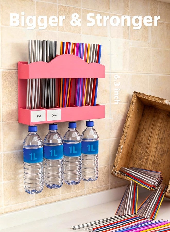 FOOGWEE 9.8" Acrylic Straw Holder for Cabinet Door - Straw Organizer with Ultra-Sticky Adhesive, Kitchen & RV Essensials, 5-Compartment Storage for Reusable Straws & Brushes, Colored Pencils, Markers - Image 5