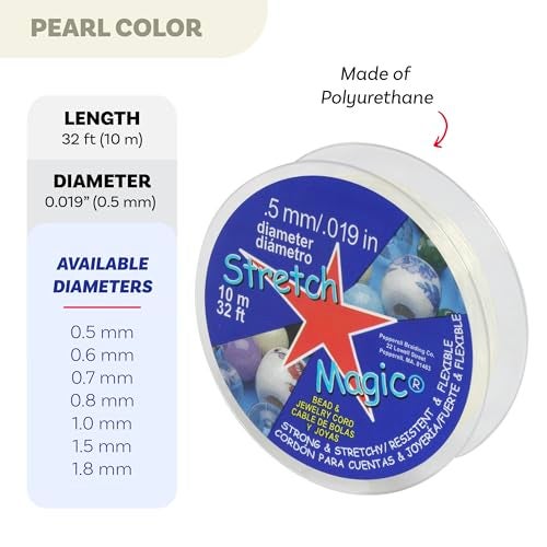 Stretch Magic Elastic Beading Cord – Pearl Color, 0.5mm in Diameter, 10-Meter (32 ft) - Easy to Knot, Strong & Stretchy String for Making Beaded Jewelry - Image 3
