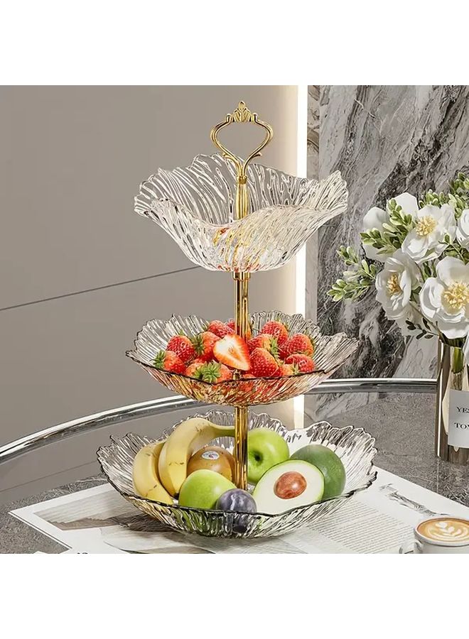 Golden Two Tier Plastic Dessert Stand with Wave Edge for Cakes Fruits Pastries - Image 4