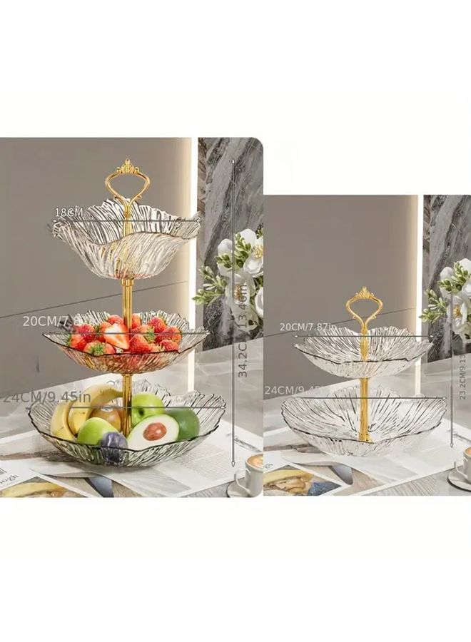 Golden Two Tier Plastic Dessert Stand with Wave Edge for Cakes Fruits Pastries - Image 3