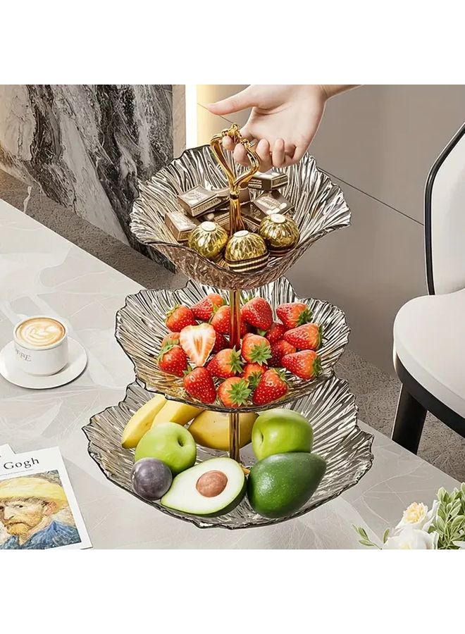 Golden Two Tier Plastic Dessert Stand with Wave Edge for Cakes Fruits Pastries - Image 2