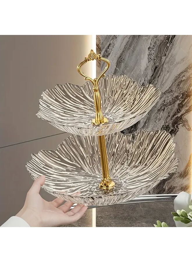 Golden Two Tier Plastic Dessert Stand with Wave Edge for Cakes Fruits Pastries - Image 5