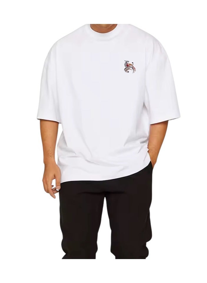 OLUDENIZ Men’s Boxy Fit Oversized T-Shirt – Heavyweight 100% Cotton with Dropped Shoulder Design – Streetwear Casual Tee - Image 1
