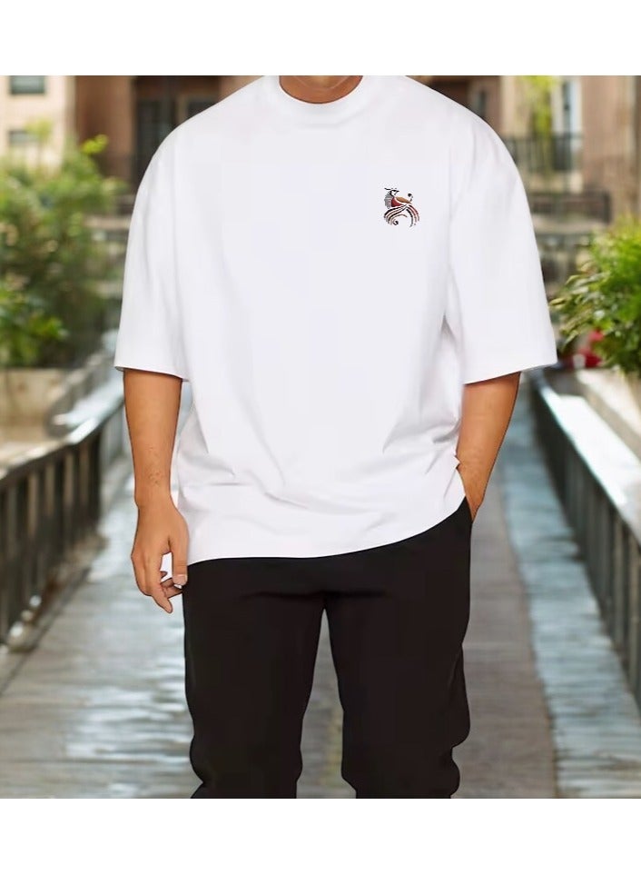 OLUDENIZ Men’s Boxy Fit Oversized T-Shirt – Heavyweight 100% Cotton with Dropped Shoulder Design – Streetwear Casual Tee - Image 4