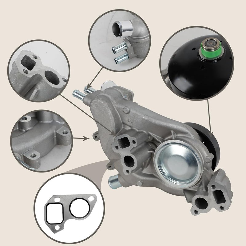 EvTok Water Pump Kit AW6009 with Coolant Thermostat and Gasket for Buick/Cadillac/Chevrolet/GMC/Hummer/Saab V8 Engines - Image 3