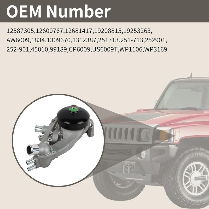 EvTok Water Pump Kit AW6009 with Coolant Thermostat and Gasket for Buick/Cadillac/Chevrolet/GMC/Hummer/Saab V8 Engines - Image 5