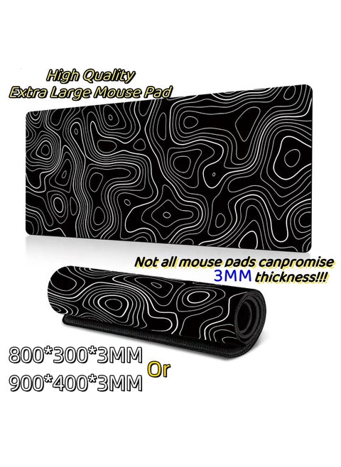 Large Mouse Pad 900x400mm Extended Gaming Mouse Pad Water Proof Rubber Anti-slip For Office Mat Desk Pad Computers Smooth Cloth Surface Keyboard Mouse Pads 800*300*3MM Black