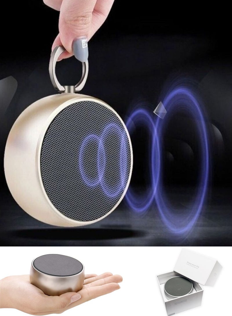 ISHWAZ Luxurious Metal Bluetooth Speaker Mini Portable Bluetooth Speaker, Pocket Size Wireless Speaker With Impressive Volume, True Stereo and Bass, Ideal For Outdoor Indoor Use, For Smaertphones and Laptops  - Image 1