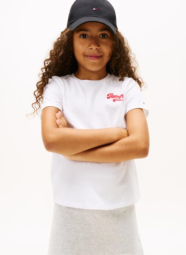 TOMMY HILFIGER Kids Graphic Flock Crew Neck T-Shirt - Image 1