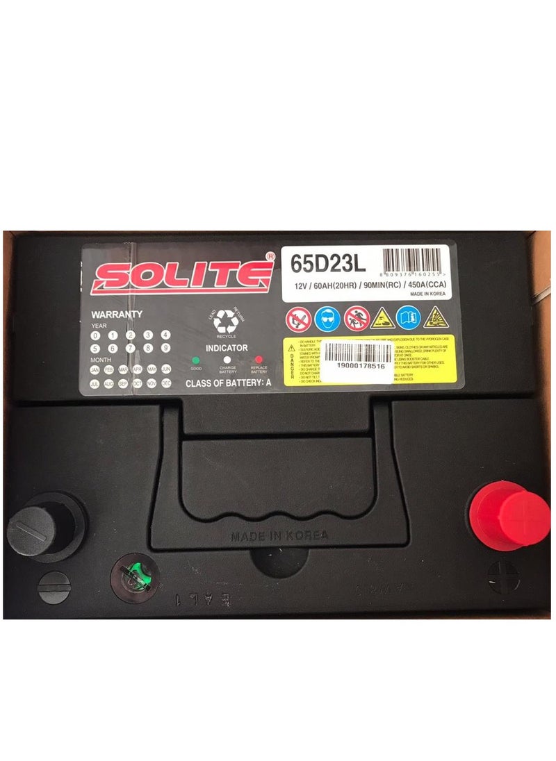 سولايت بطارية سيارة 12 فولت 60 أمبير 65D23L  - Image 2