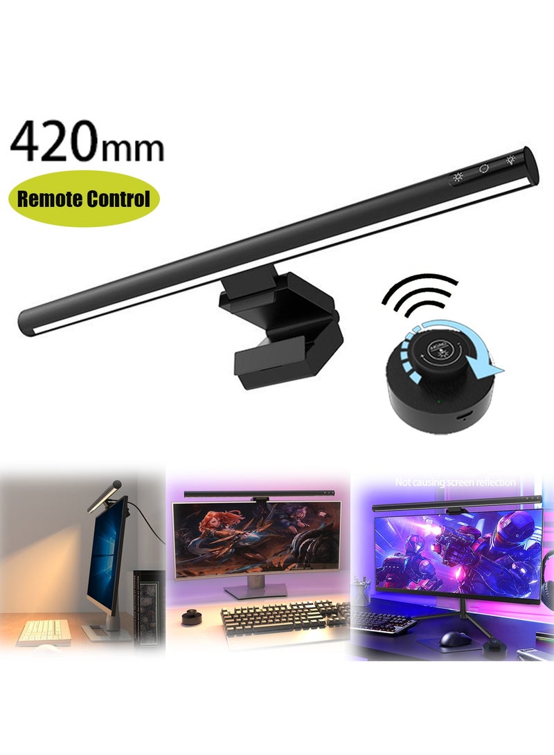 TDAO USB Powered Remote Control Computer Monitor Lamp RA95 High Color Rendering, Restore the True Color of the Screen Touch Laptop Lamp, Eye Caring, No Screen Glare Monitor Light, Dimmable Desk Lamp, Light Bar with Five color temperatures, three levels of brightness adjustment for Work, Office, Home/Gaming/Desk/Protect Your Eyes 420MM/16.5" Black - Image 1