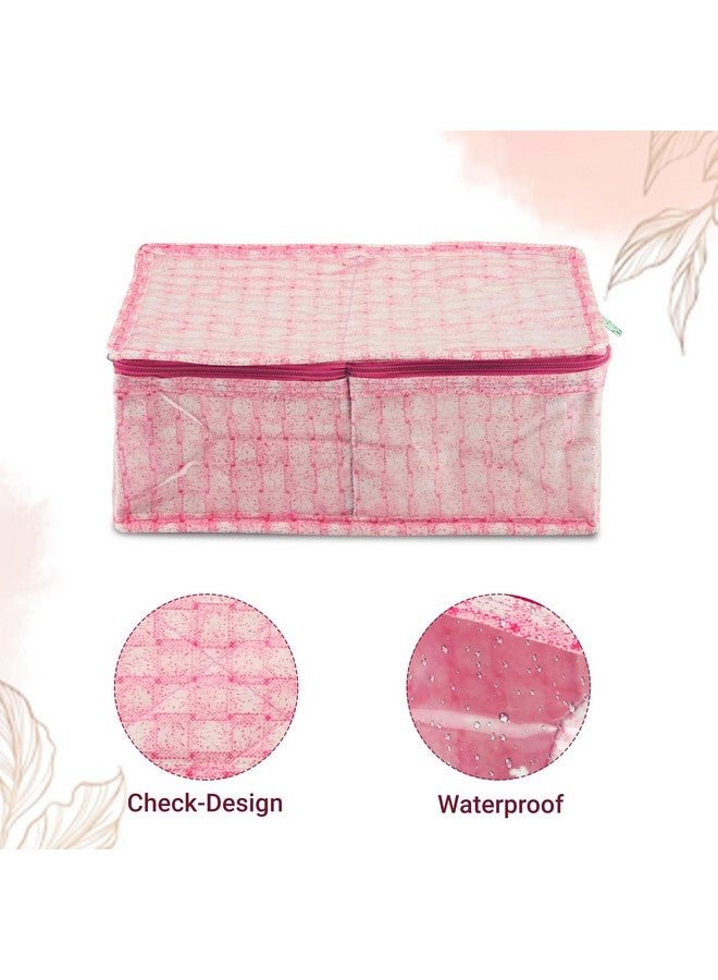 Kuber Industries Kuber Industries Under Garment Kit | Two Partition UG Kit | Laminated Innerwear Bag | Vanity Organizer | U.G Kit for Man & Woman | Check-Design | Pink - Image 4