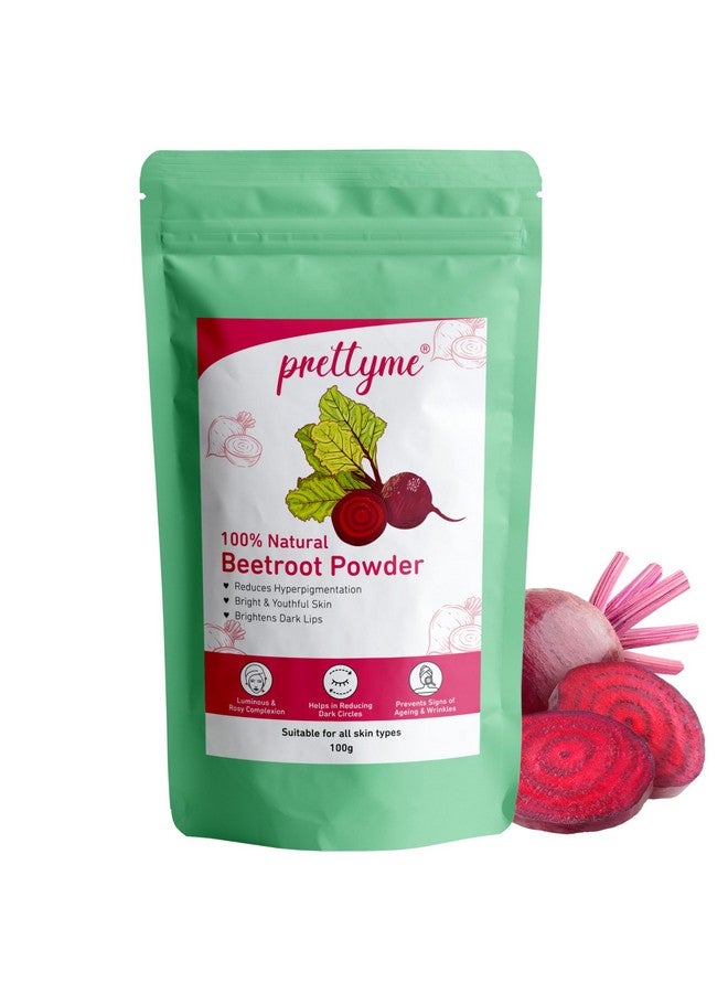 Pretty Me Natural Beetroot Powder For Skin, Hair & Lips (100g) | 100% Pure | Face Pack for Glowing & Shining Skin | Helps In Anti - Ageing & Natural Pink Blush - Safe For All Skin Type - Image 1