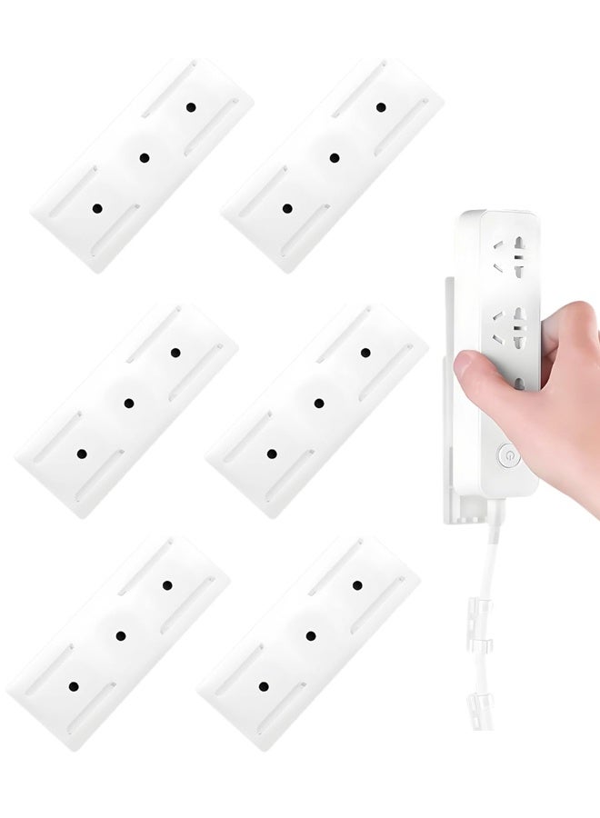 6PCS Punch Free Adhesive Wall Mount Power Strip Holders - Image 1