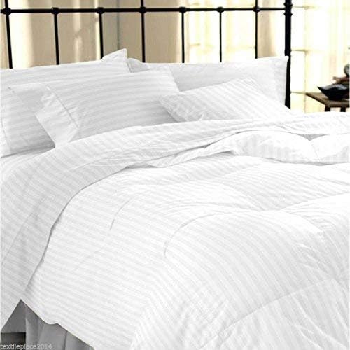 Monistic Home Satin Stripe Duvet Covers Single Bed Premium Cotton- Quilt/Comforter/Rajai Cover for Home, Hotels, Guest House, Resorts- Single Bed 61 X 91inches (White) - Image 2