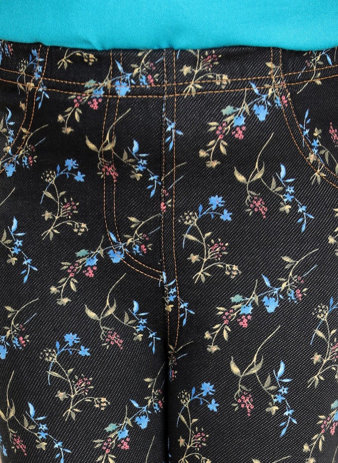 StyleStone Girls Black Printed Jeggings with Elasticated Waistband - Image 5