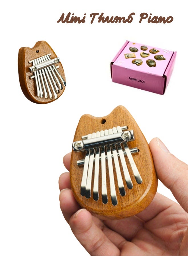 Generic Mini Thumb Piano Teardrop Kalimba 8 Keys -Wooden Finger Piano Piano With Lanyard, Professional Musical Gift For Valentine’S Day / Birthday, Perfect For Adult Beginners & Music Lovers  - Image 1