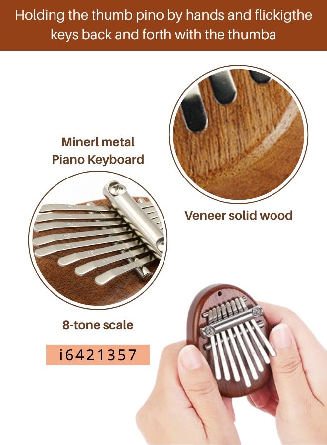 Generic Mini Thumb Piano Teardrop Kalimba 8 Keys -Wooden Finger Piano Piano With Lanyard, Professional Musical Gift For Valentine’S Day / Birthday, Perfect For Adult Beginners & Music Lovers  - Image 3