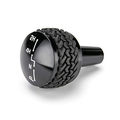 DV8 Offroad Replacement Shift Knob fits 2007-2018 Wrangler JK | 4WD Shifter | Billet Aluminum Construction | Rubber Tire Tread Grip - Image 4