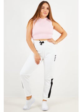 JOHN RICHMOND Women Sport Fit Fleece Training Jogger Pants, White Optical  - Image 3