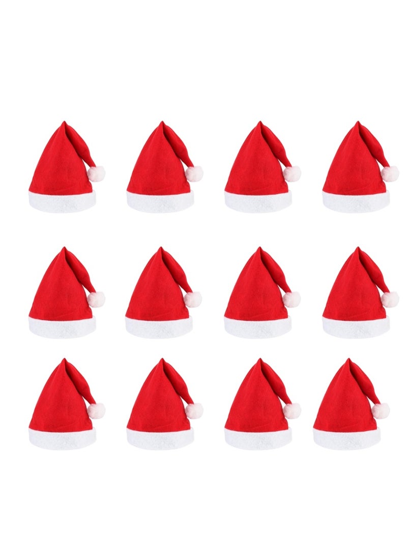12-Piece Christmas Hats|Non-Woven Santa Hats|Soft Material For Adults|Christmas Caps|X-mas Hats|Christmas Party Decor|Cosplay Party|Christmas|Traditional Red and White Christmas Santa Claus Caps - Image 1